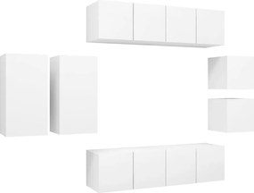 vidaXL Έπιπλα Τηλεόρασης Σετ 8 Τεμαχίων Λευκό από Επεξ. Ξύλο