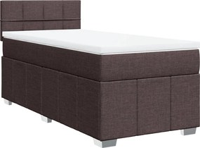 vidaXL Κρεβάτι Boxspring με Στρώμα Σκούρο Καφέ 100x200 εκ. Υφασμάτινο