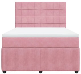 Κρεβάτι Boxspring με Στρώμα Ροζ 160x200 εκ. Βελούδινο 3292387