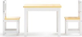 vidaXL Παιδικό Σετ Τραπέζι με Καρέκλες 3 τεμ. Λευκό και Μπεζ MDF