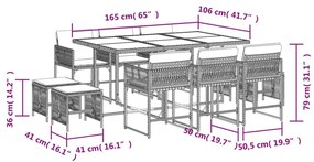 Σετ Τραπεζαρίας Κήπου 11 τεμ. Καφέ Συνθετικό Ρατάν με Μαξιλάρια - Καφέ