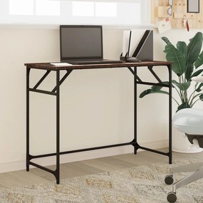 vidaXL Γραφείο Καφέ Δρυς 100x45x76 εκ Επ. Ξύλο/Ατσάλι Ηλ. Βαφή Πούδρας