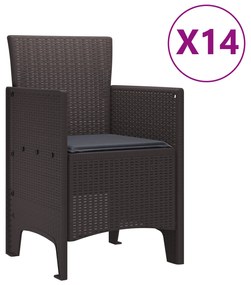 vidaXL 15 τεμαχίων Σετ Τραπεζαρίας Κήπου με Μαξιλάρια Καφέ Συνθετικό Ρατάν