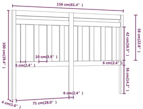 vidaXL Κεφαλάρι Κρεβατιού Γκρι 156 x 4 x 100 εκ. από Μασίφ Ξύλο Πεύκου