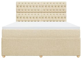 vidaXL Κρεβάτι Boxspring με Στρώμα Κρεμ 180x200 εκ. Υφασμάτινο