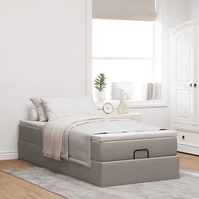 vidaXL Οθωμανικό κρεβάτι με στρώμα Taupe 90x190cm ύφασμα