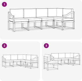 vidaXL Σειρά Καναπέ Εξωτερικού με μαξιλάρι 5 pcs Λευκό και Μπεζ