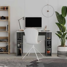 Γραφείο εργασίας Colmar Megapap χρώμα ανθρακί - λευκό 106x50x75εκ.