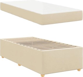 vidaXL Σκελετός Κρεβατιού με στρώμα Κρεμ 90 x 200 cm ύφασμα