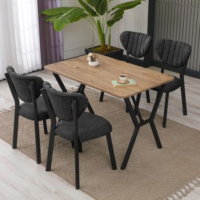 Extendable Dining Table &amp; Chairs Set (5 Pieces) Elma - Anthracite, Walnut Anthracite
Walnut