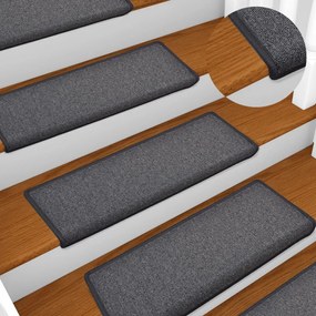 vidaXL Πατάκια Σκαλοπάτια 15 τεμ. Σκούρο Γκρι 65x21x4 εκ. με Ορθογώνια Άκρη