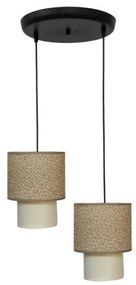 Κρεμαστό Φωτιστικό Οροφής 2xE27 Ύφασμα Φ34cm HK-10 Heronia Lighting-14-0271-Καφέ 14-0271