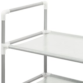 vidaXL Παπουτσοθήκη με 8 Ράφια Ασημί από Μέταλλο και Ύφασμα Non Woven