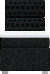 vidaXL Κρεβάτι Boxspring με Στρώμα Μαύρο 90x200 εκ. Υφασμάτινο