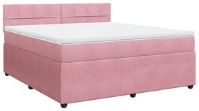 vidaXL Κρεβάτι Boxspring με Στρώμα Ροζ 180x200 εκ. Βελούδινο