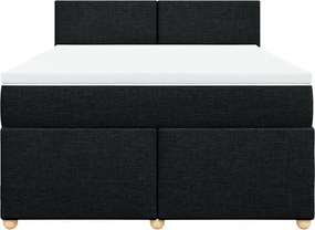 vidaXL Κρεβάτι Boxspring με Στρώμα Μαύρο 140x200 εκ. Υφασμάτινο