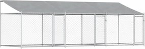 vidaXL Κλουβί Σκύλου με Οροφή και Πόρτες Γκρι 6x2x2 μ. Γαλβ. Χάλυβας