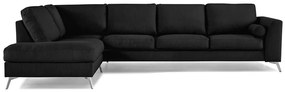 Γωνιακός Καναπές Seattle 178, Μαύρο, Ασημί, 325x213x88cm, Πόδια: Μέταλλο | Epipla1.gr