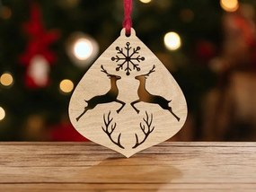 Intra απο ξύλο plywood 3mm-4mm πάχος – Στολίδι με ελάφια και νιφάδα χιονιού 25x30 cm INTRAVECTRY-MY546605