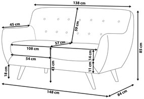 Καναπές Berwyn 243, Γκρι, 148x84x85cm, 34 kg, Ταπισερί, Πόδια: Ξύλο, Ξύλο: Ευκάλυπτος | Epipla1.gr