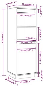 Ντουλάπι Καφέ Μελί 37 x 34 x 110 εκ. από Μασίφ Ξύλο Πεύκου - Καφέ