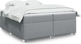 vidaXL Κρεβάτι Boxspring με Στρώμα Ανοιχτό Γκρι 200x200 εκ. Υφασμάτινο