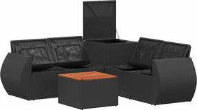 vidaXL Σετ Καναπέ 6 τμχ. Μαύρο και Κρεμ Λευκό 55 x 55 x 37 εκ