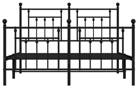vidaXL Πλαίσιο Κρεβατιού με Κεφαλάρι&Ποδαρικό Μαύρο 140x190εκ. Μέταλλο