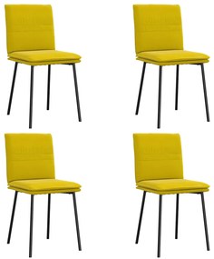 vidaXL Καρέκλες Τραπεζαρίας 4 τεμ. Κίτρινες Βελούδινες