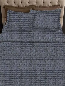 Bonsai Home Σετ Σεντόνια 4 Τμχ King Size 230x260 Βαμβακοσατέν 220 TC - Summer Shells Ασημί/Μπλε