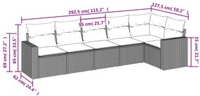 vidaXL Σετ Καναπέ Κήπου 6 τεμ. Μπεζ Συνθετικό Ρατάν με Μαξιλάρια