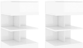 vidaXL Κομοδίνα 2 τεμ. Γυαλιστερά Λευκά 40 x 35 x 65 εκ.