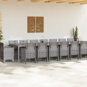 vidaXL 17 Τεμαχίων Σετ Τραπεζαρίας Κήπου με Μαξιλάρια Ανοιχτό Γκρι Ρατάν