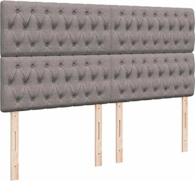 vidaXL Κρεβάτι Boxspring με Στρώμα Taupe 200x200 εκ. Υφασμάτινο