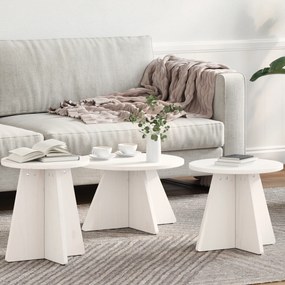 vidaXL Σετ Τραπεζιού Για Καφέ 3 pcs Λευκό 49 x 49 x 30 εκ.
