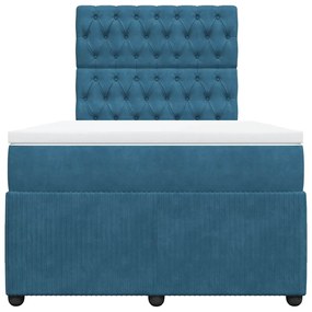 vidaXL Κρεβάτι Boxspring με Στρώμα Μπλε 120x200 εκ. Βελούδινο