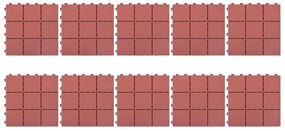 vidaXL Πλακάκια Deck 10 τεμ. Κόκκινα 30,5 x 30,5 εκ. Πλαστικά