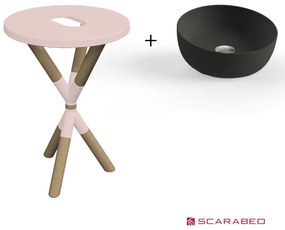 Scarabeo Cross 2501F0-9854 Antique Pink Πάγκος Με Νιπτήρα Glam Ardesia Ø39εκ.