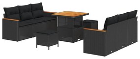 Σετ Καναπέ Κήπου με μαξιλάρι με αποθήκευση Μαύρο Πολυ ράταν