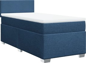 vidaXL Κρεβάτι Boxspring με Στρώμα Μπλε 90x190 εκ.Υφασμάτινο