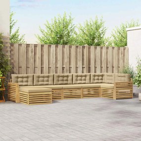 vidaXL Σειρά Καναπέ Εξωτερικού με μαξιλάρι 7 pcs Λευκό και Μπεζ