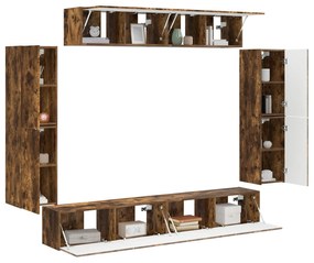 vidaXL Ντουλάπι TV 4 pcs Καπνιστό Δρύς