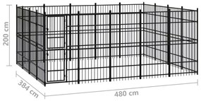 Κλουβί Σκύλου Εξωτερικού Χώρου 18,43 μ² από Ατσάλι - Μαύρο