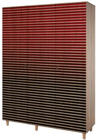 Ντουλάπα Τρίφυλλη Mode 863SPH4213 135x52x192cm Multi-Red Τρίφυλλη