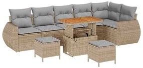 vidaXL Σετ Καναπέ Κήπου 9 pcs Μπεζ συνθετικό ρατάν