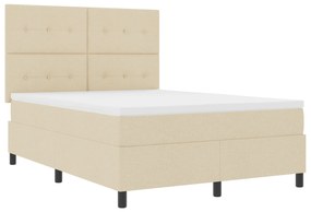 vidaXL Κρεβάτι με ελατήρια και στρώμα κρεμ 140x200 εκ. Ύφασμα