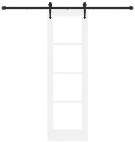 vidaXL Συρόμενη Πόρτα με Σετ Αξεσουάρ Λευκό 61x198.5 εκ. Συμπαγές Ξύλο Πεύκου