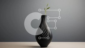 Intra Συλλεκτικό Ξύλινο Παζλ Plywood  4mm - Μαύρο βάζο με πράσινο στέλεχος φυτού Σε Ξύλινο Κουτί - Διαστάσεις: 10x10 cm – 25 κομμάτια