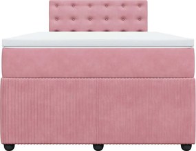 vidaXL Κρεβάτι Boxspring με Στρώμα Ροζ 120x190 εκ. Βελούδινο