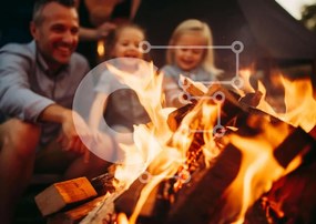 Intra Συλλεκτικό Ξύλινο Παζλ Plywood 4mm - Άνδρας και παιδιά γύρω από τη φωτιά Σε Ξύλινο Κουτί - Διαστάσεις: 10x10 cm – 25 κομμάτια